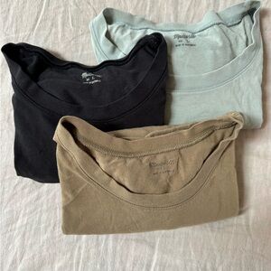 Madewell Trio - Black, Olive, Blue Basic Tees